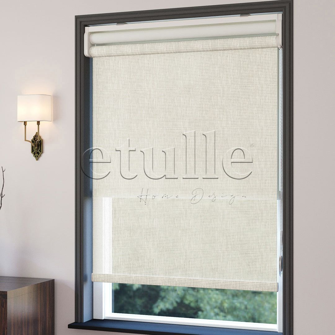 Cream Patterned Double Roller Blind | Estella