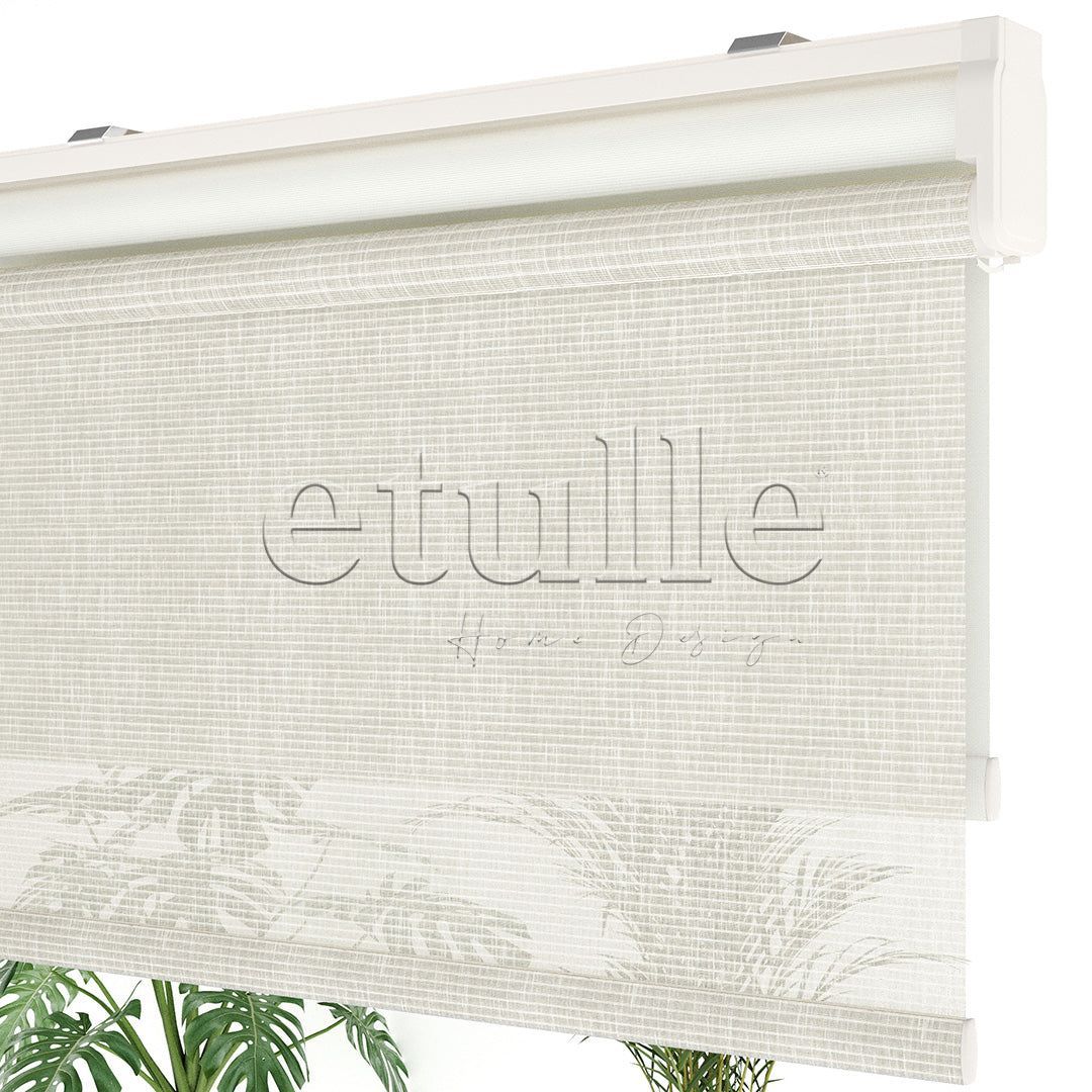 Cream Patterned Double Roller Blind | Estella