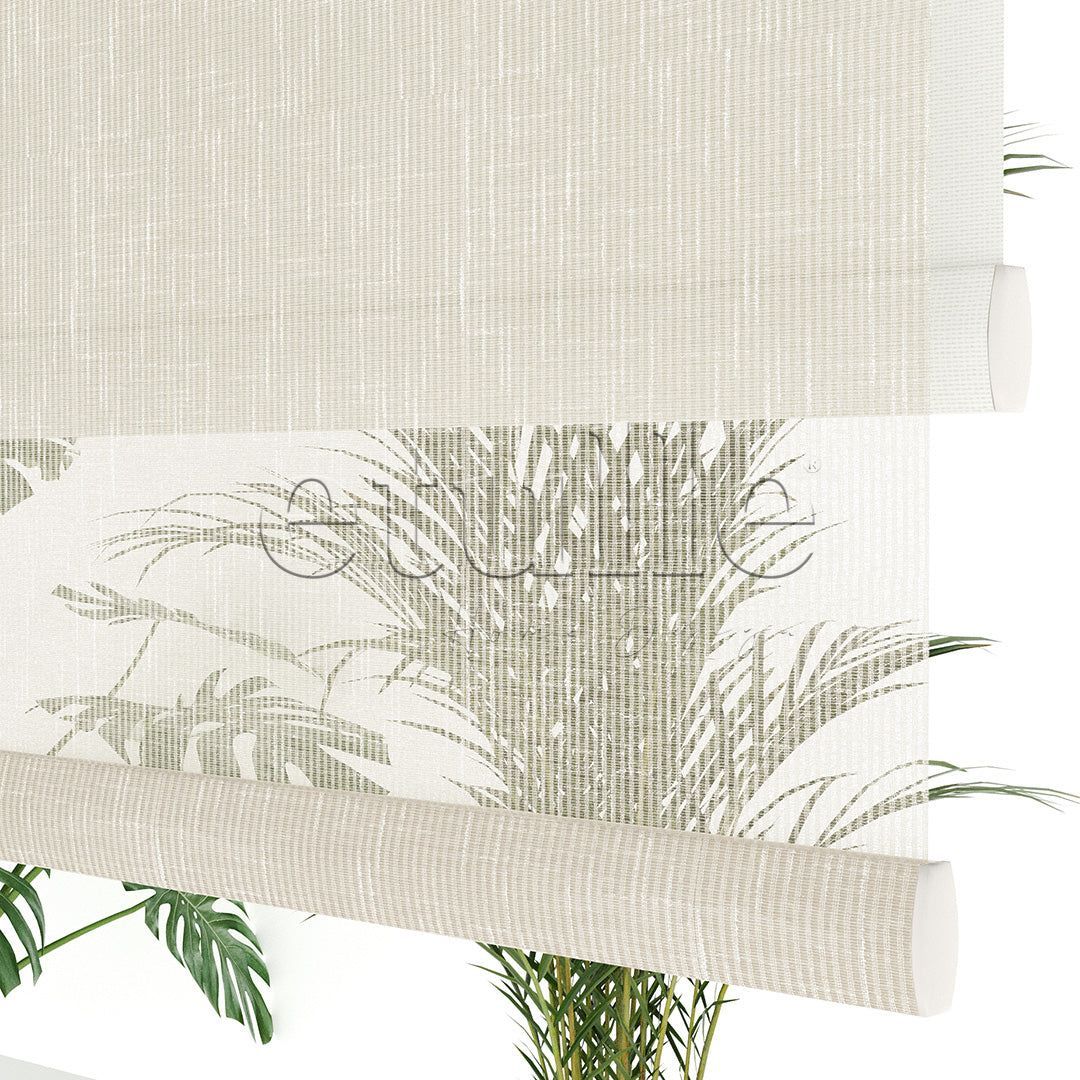 Cream Patterned Double Roller Blind | Floris