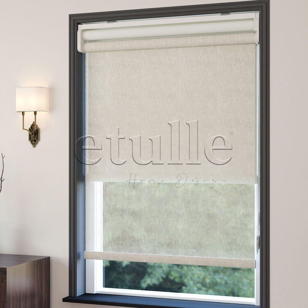 Cream Patterned Double Roller Blind | Floris