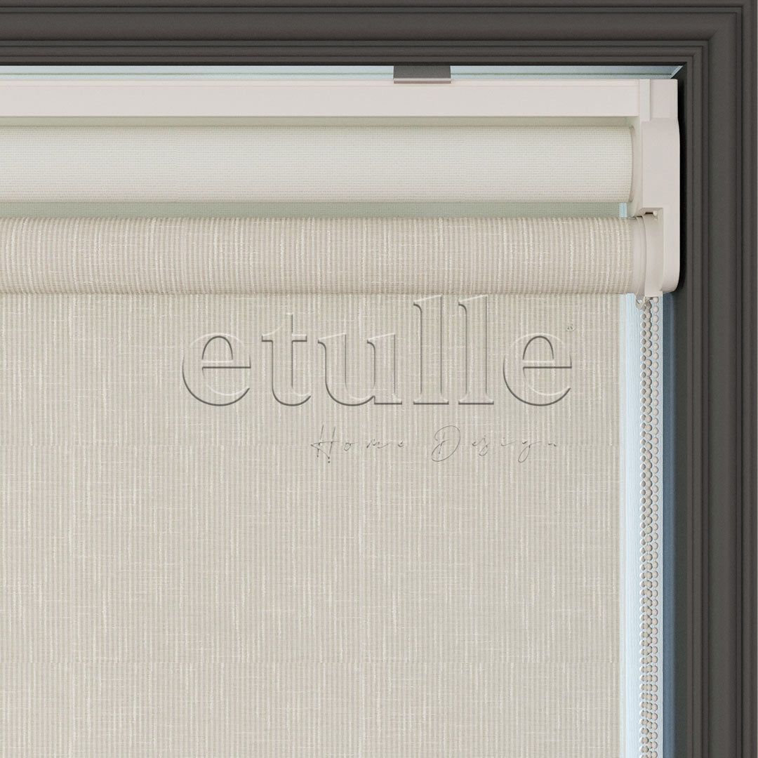 Cream Patterned Double Roller Blind | Floris