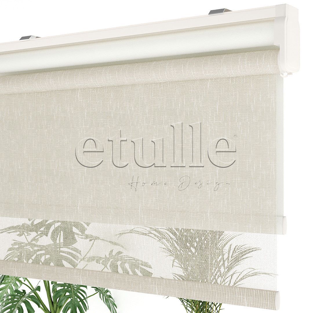 Cream Patterned Double Roller Blind | Floris