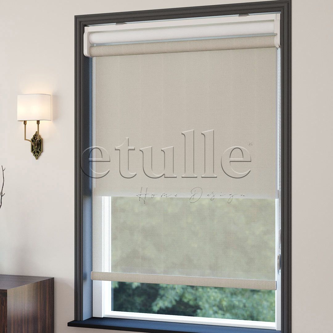 Cream Plain Double Roller Blind | Saphira