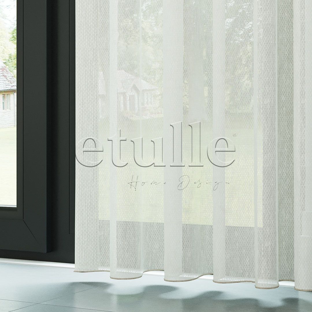 Krem Modern Petek Dokulu Keten Efekli Dökümlü Düz Tül Perde | Soleil