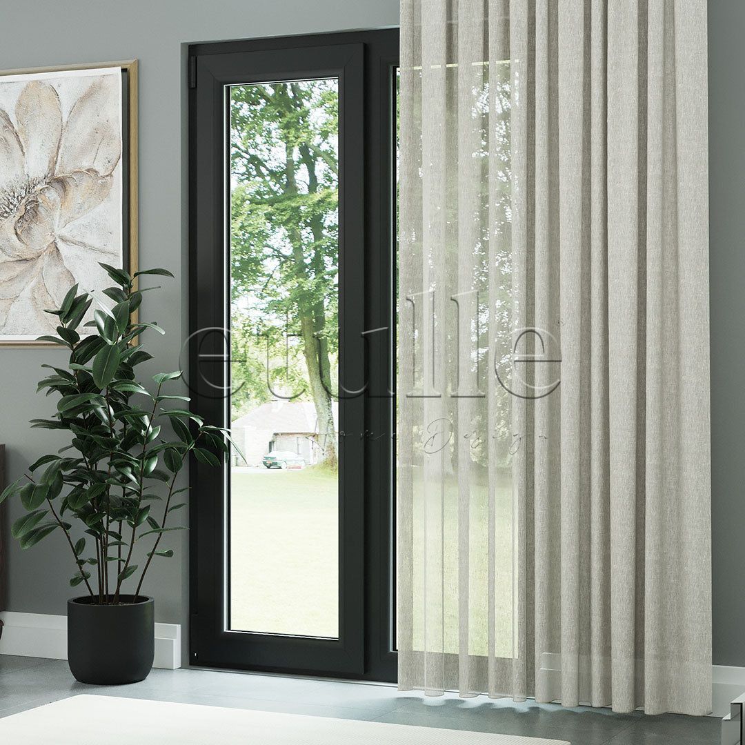 Krem Naturel Soft Keten Düz Tül Perde | Sumba