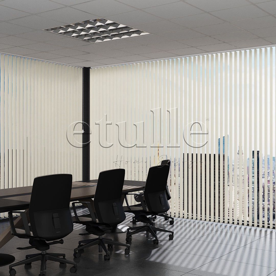 Cream Transparent Split Striped PVC Vertical Curtain