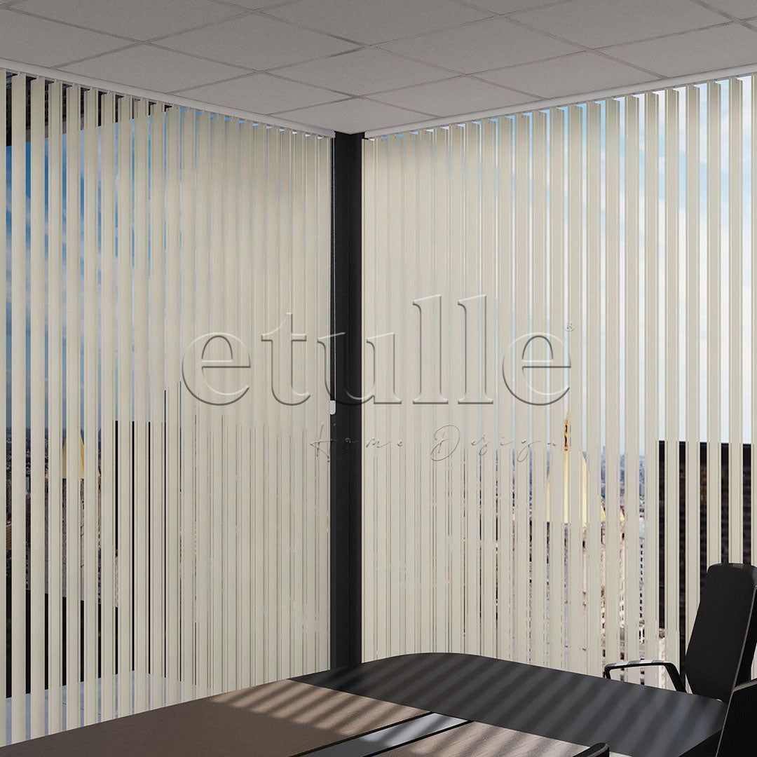 Cream Transparent Split Striped PVC Vertical Curtain