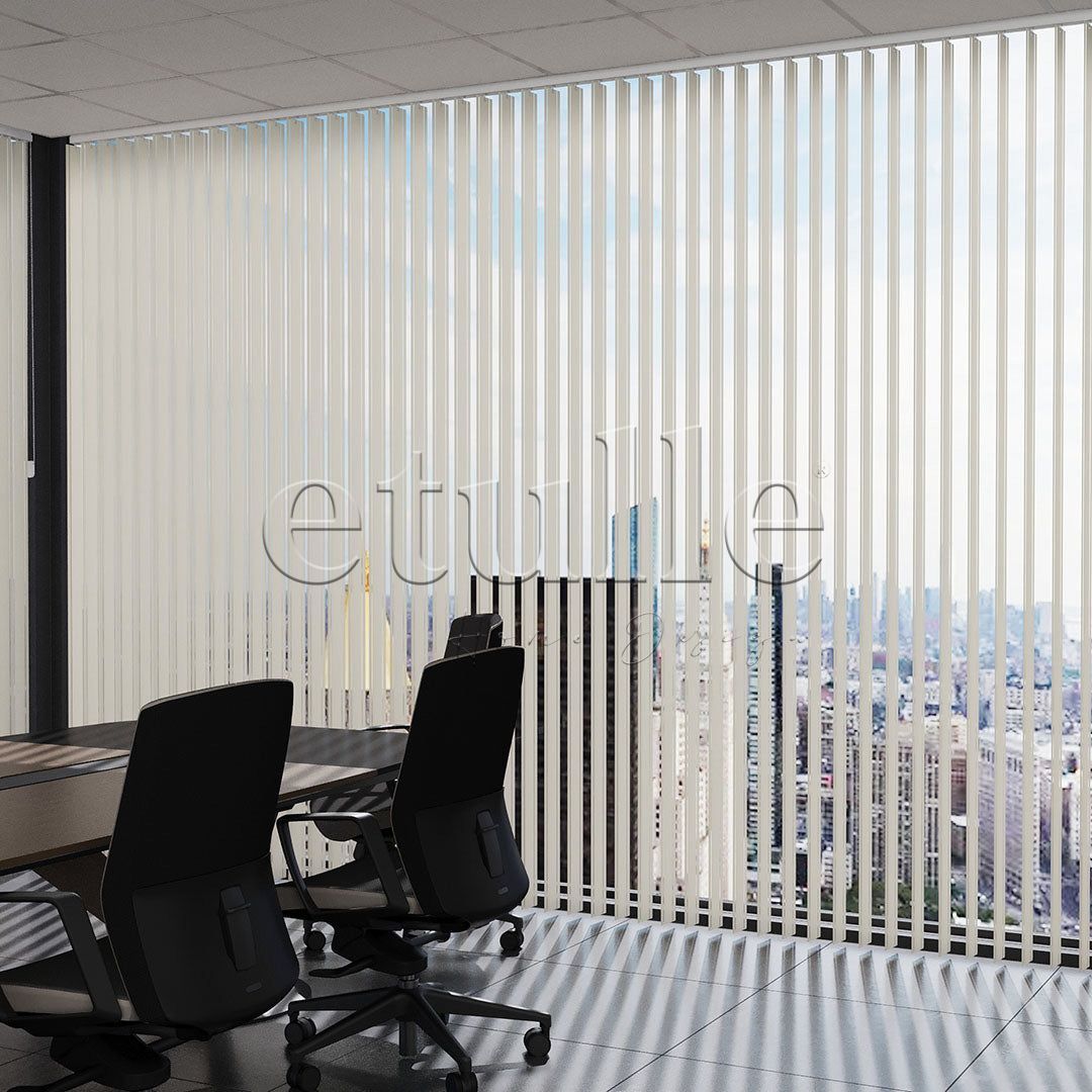 Cream Transparent Split Striped PVC Vertical Curtain