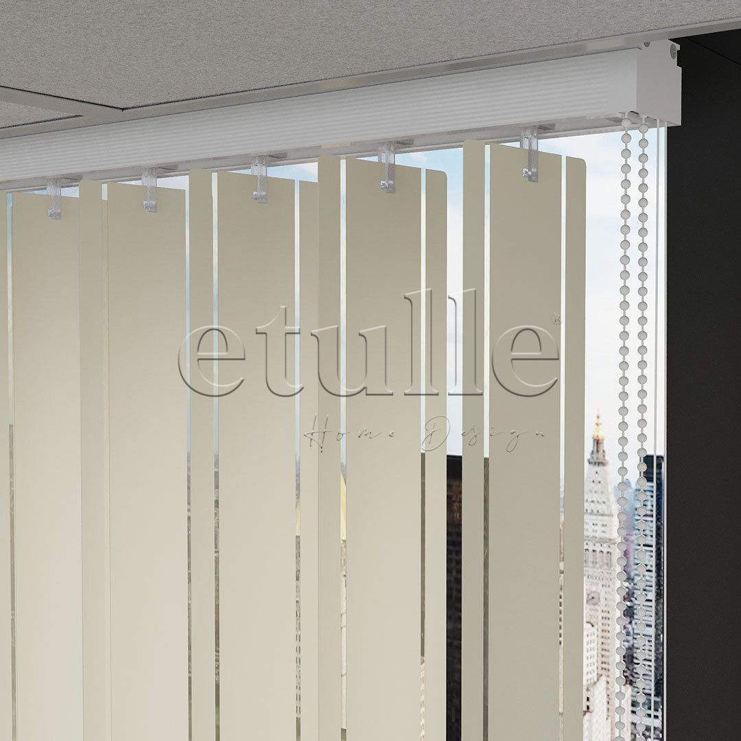 Cream Transparent Split Striped PVC Vertical Curtain