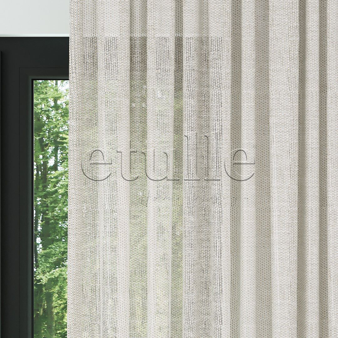 Krem Trend File Kalın Dekoratif Düz Tül Perde | Muse