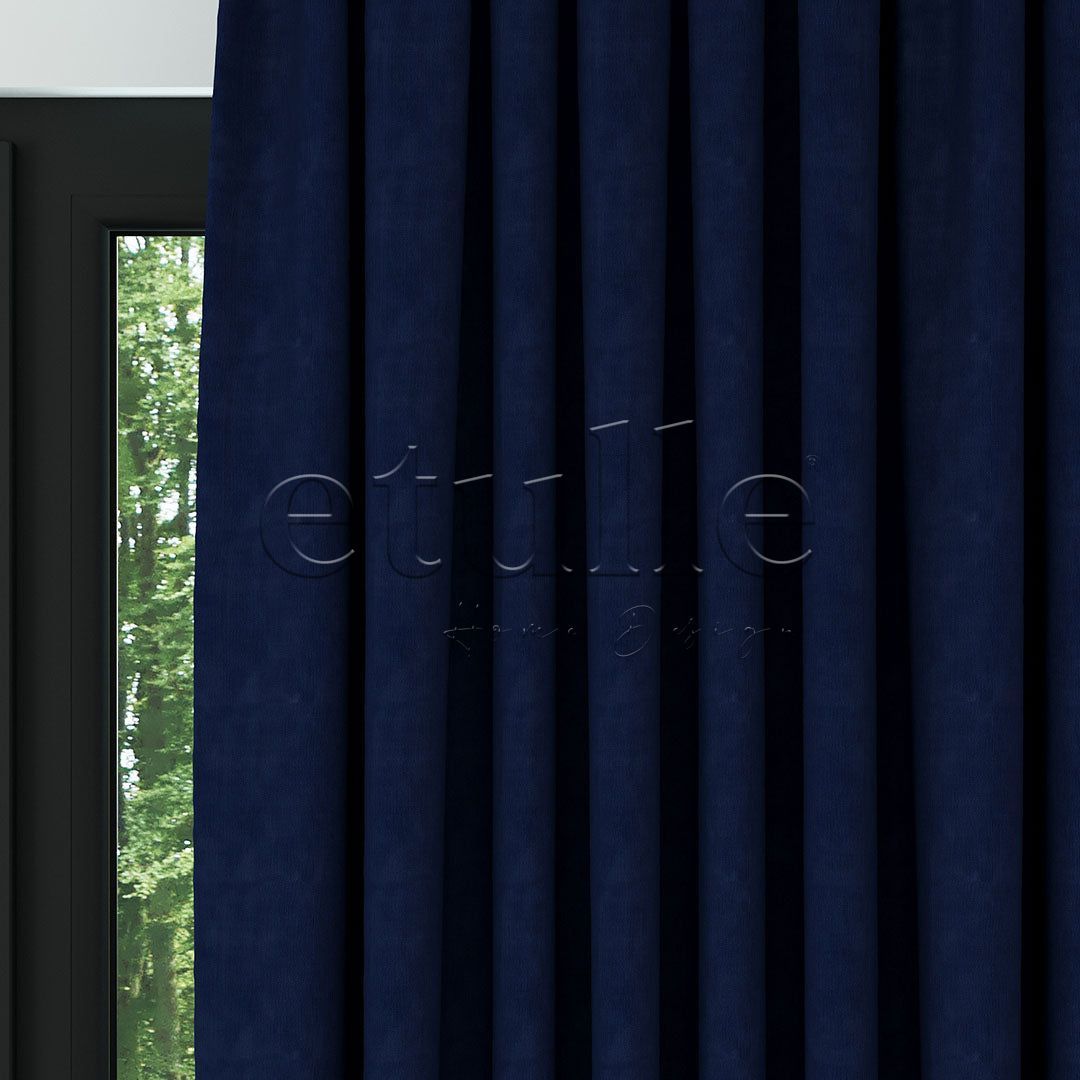 Lacivert Naturel Keten Fon Perde | Casual