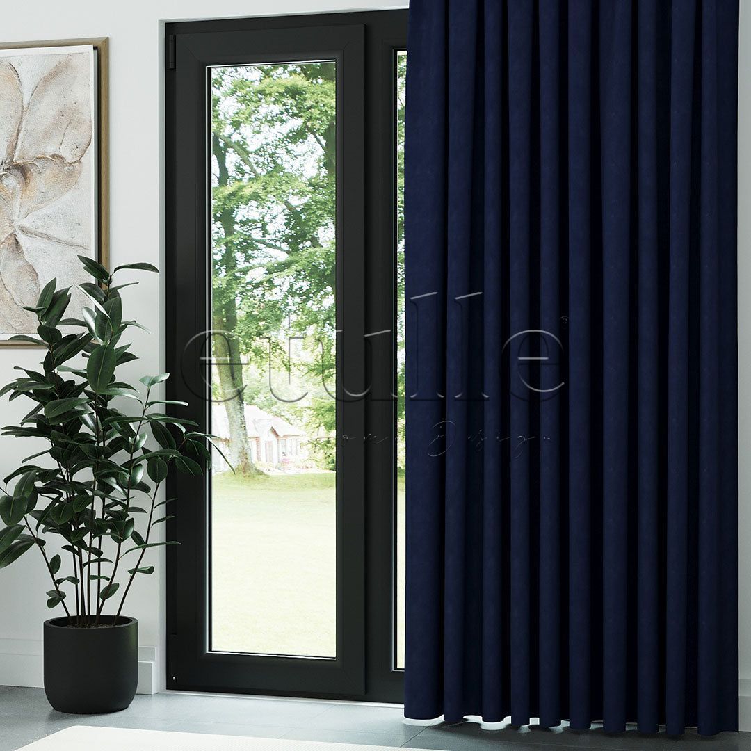 Lacivert Naturel Keten Fon Perde | Casual