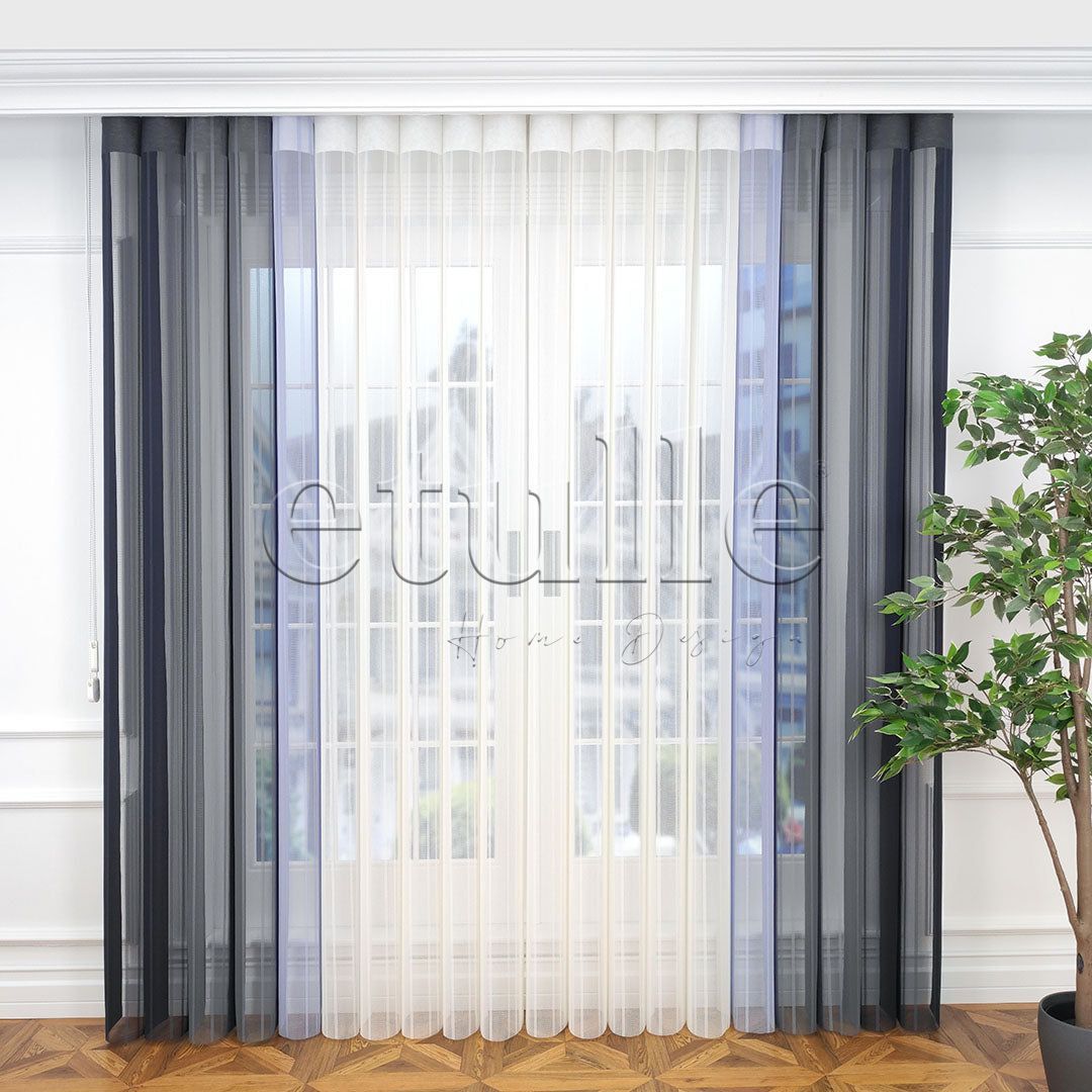 Madrid - Striped Vertical Tulle Curtains