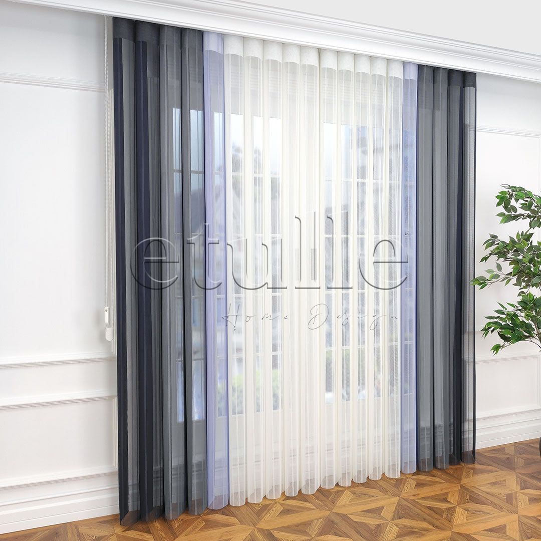 Madrid - Striped Vertical Tulle Curtains