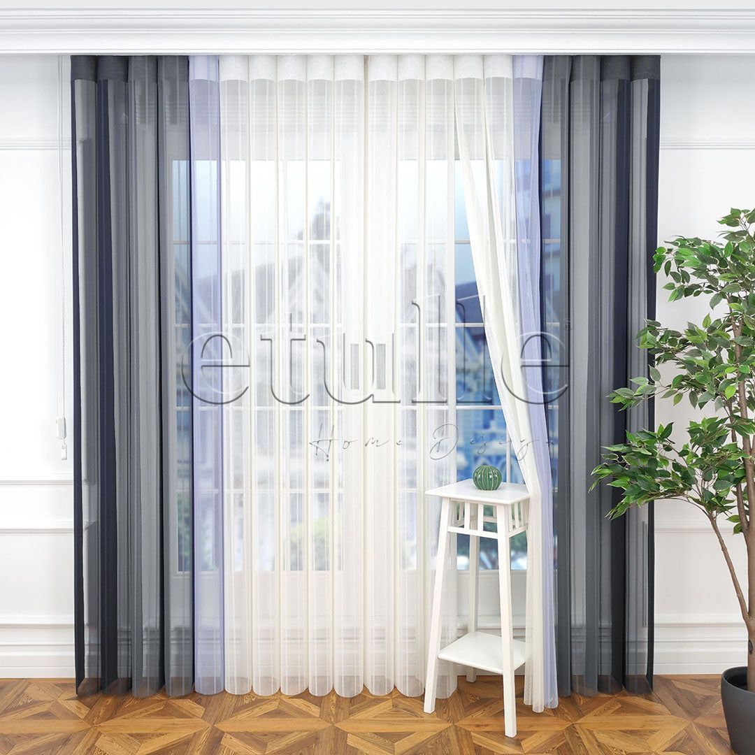 Madrid - Striped Vertical Tulle Curtains
