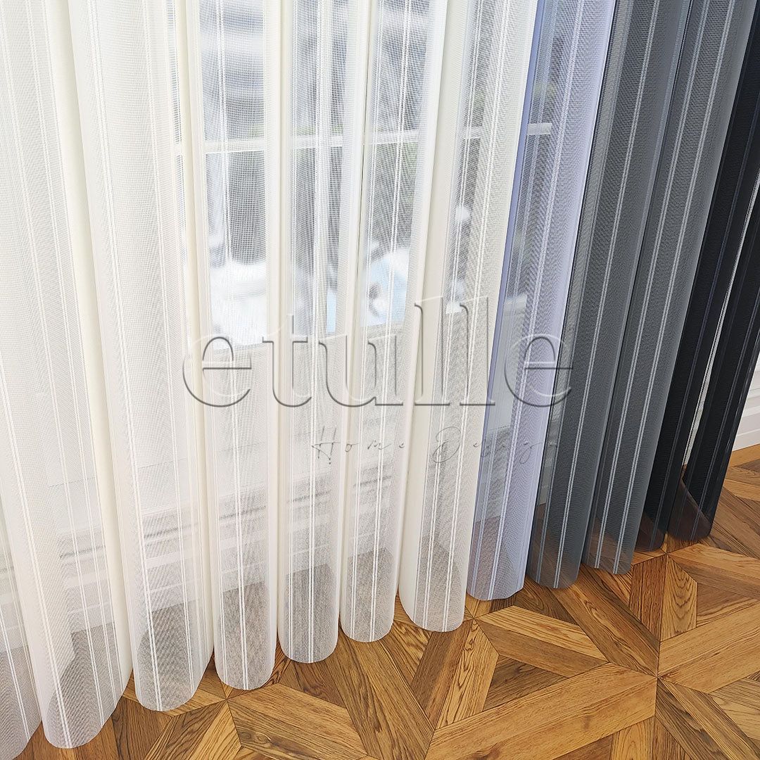 Madrid - Striped Vertical Tulle Curtains