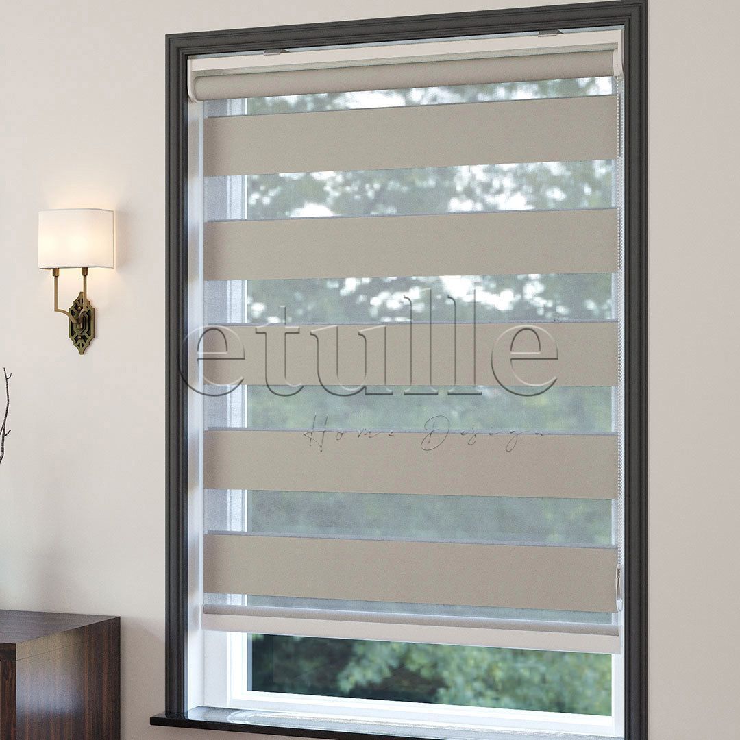 Dark Cream Blackout Zebra Curtain | But