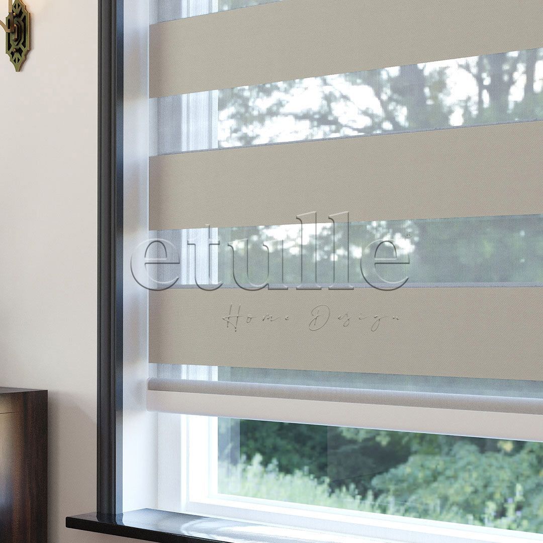 Dark Cream Blackout Zebra Curtain | But