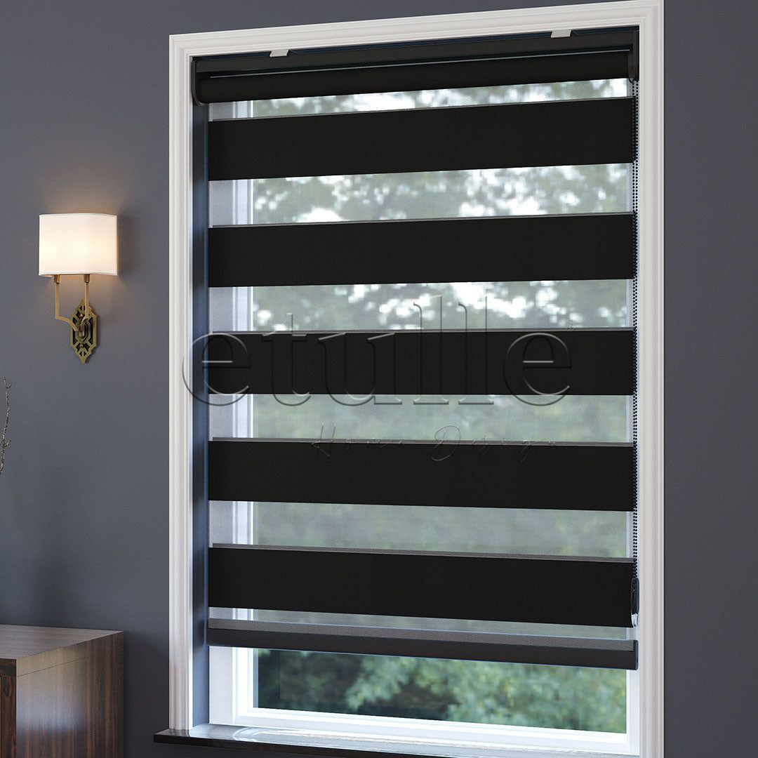 Black Blackout Zebra Curtain | Mais