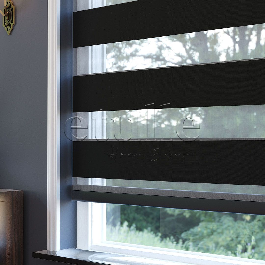 Black Blackout Zebra Curtain | Mais