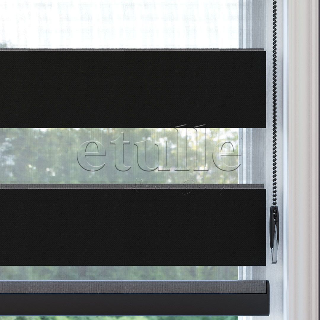 Black Blackout Zebra Curtain | Mais