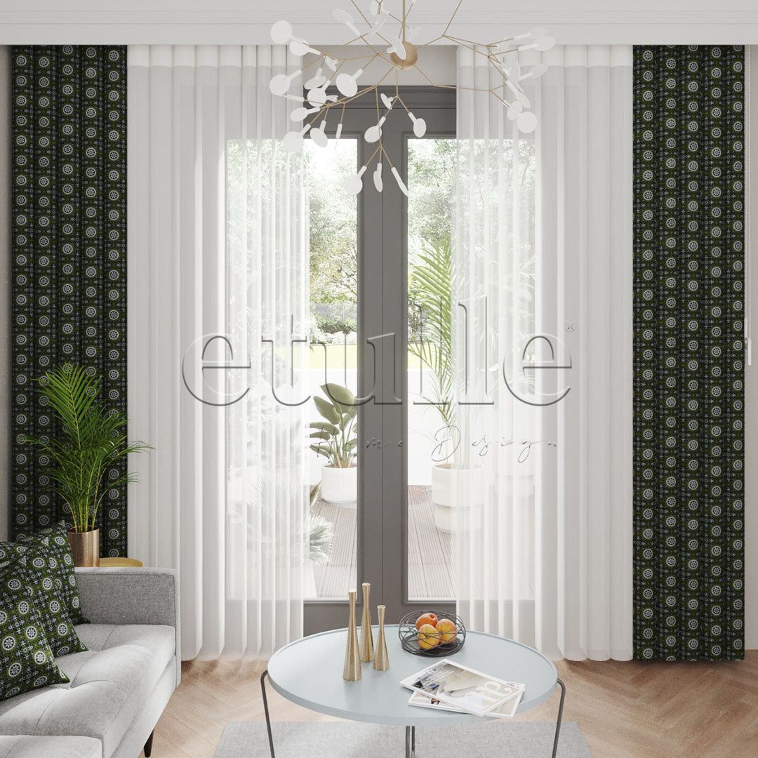 Majorelle - Printed Vertical Tulle Curtain