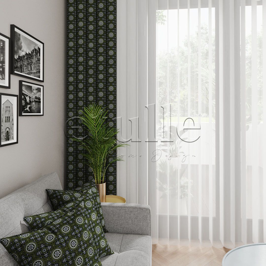 Majorelle - Printed Vertical Tulle Curtain