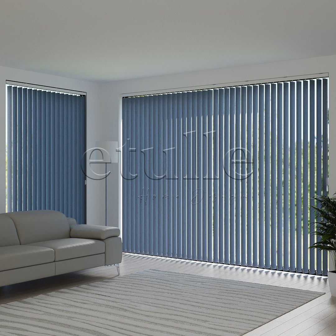 Blue Blackout Fabric Vertical Blinds | Seraphina