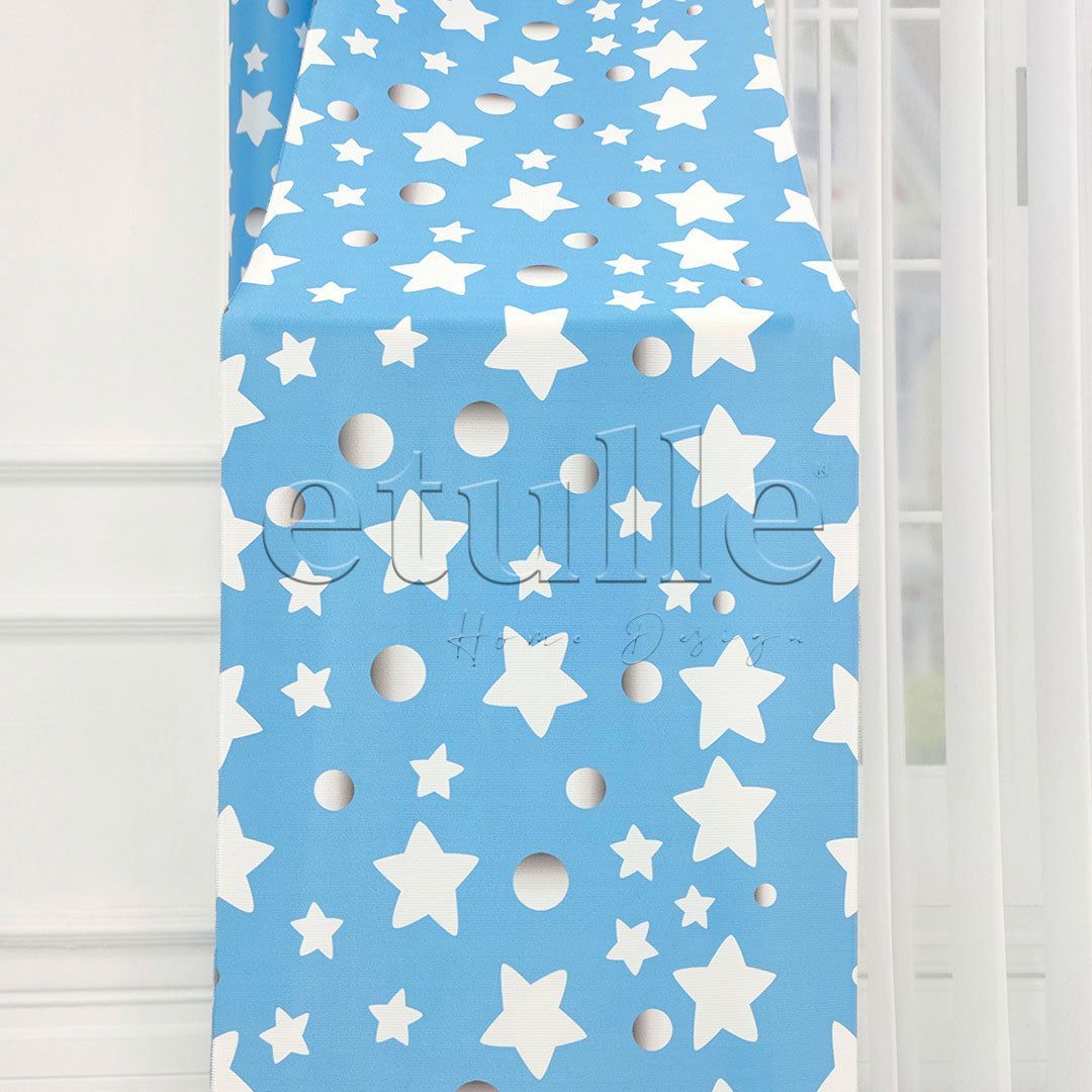 Blue Star - Children's Room Vertical Tulle Curtains