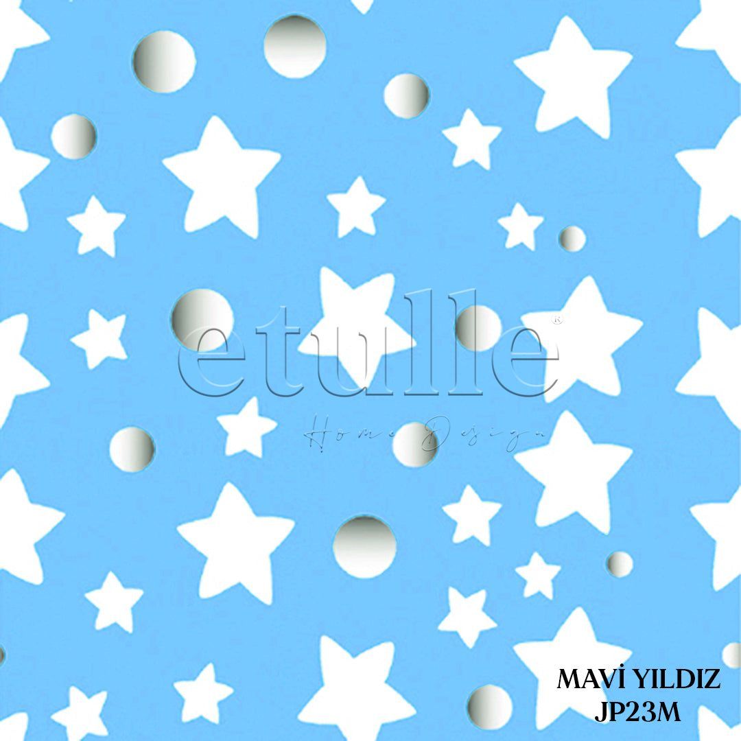 Blue Star - Children's Room Vertical Tulle Curtains