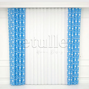Blue Star - Children's Room Vertical Tulle Curtains