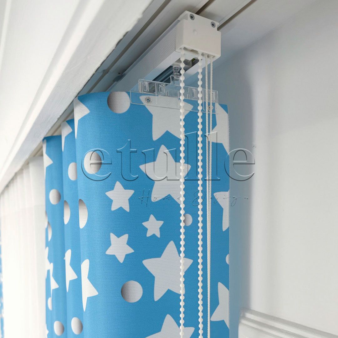 Blue Star - Children's Room Vertical Tulle Curtains
