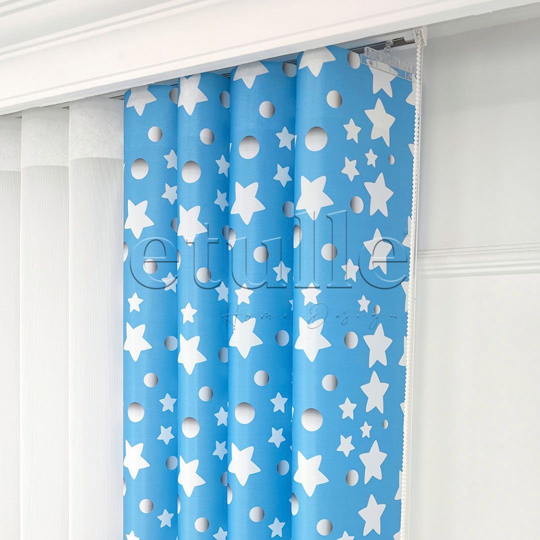 Blue Star - Children's Room Vertical Tulle Curtains