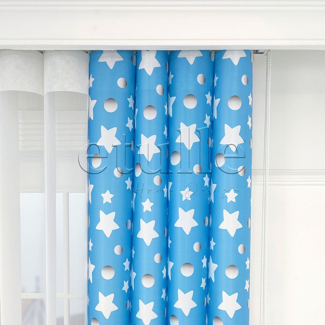 Blue Star - Children's Room Vertical Tulle Curtains