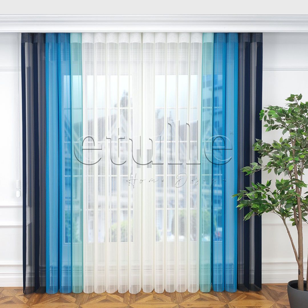 Monaco - Striped Vertical Tulle Curtain