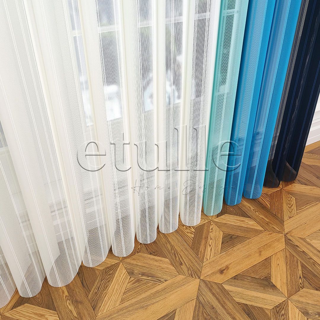 Monaco - Striped Vertical Tulle Curtain