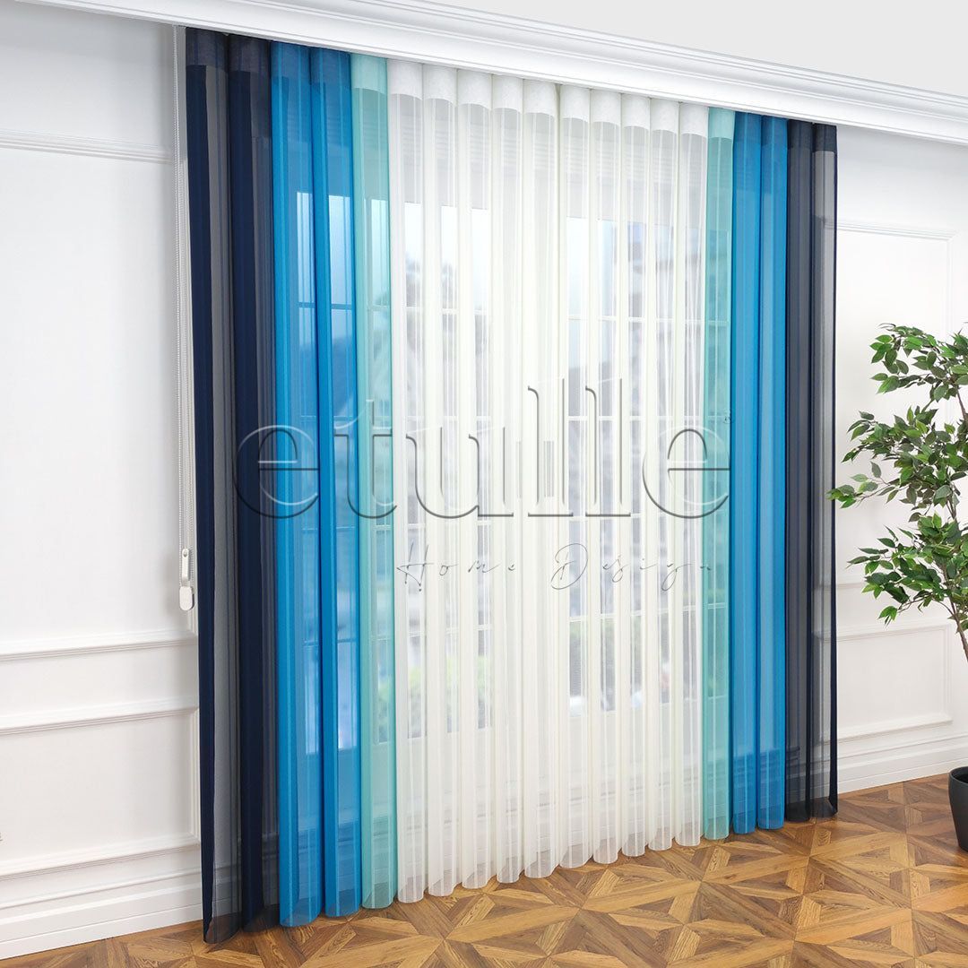 Monaco - Striped Vertical Tulle Curtain