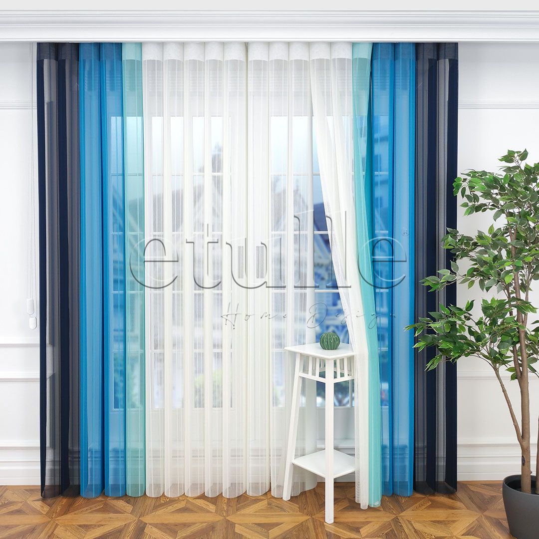 Monaco - Striped Vertical Tulle Curtain
