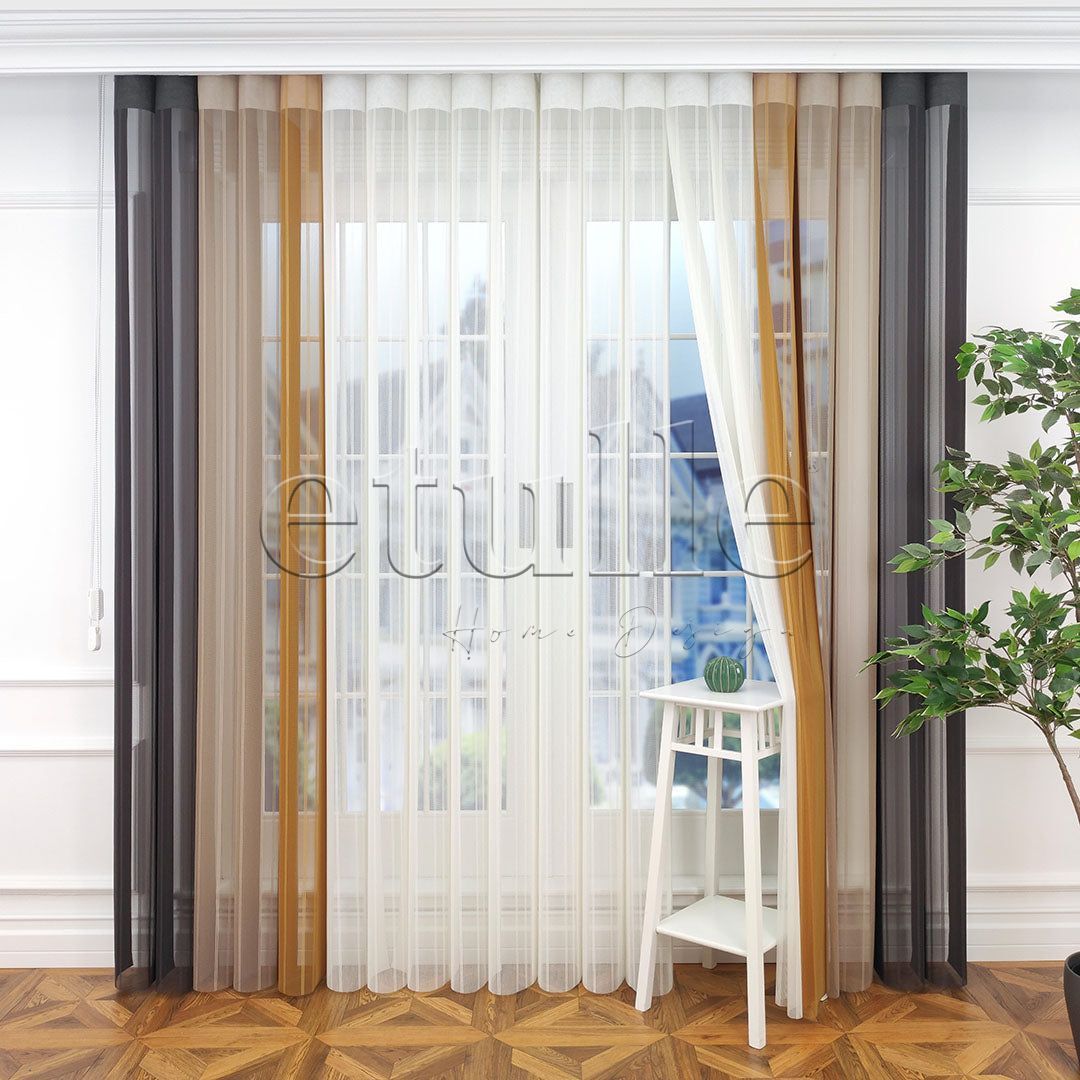Montreal - Striped Vertical Tulle Curtains
