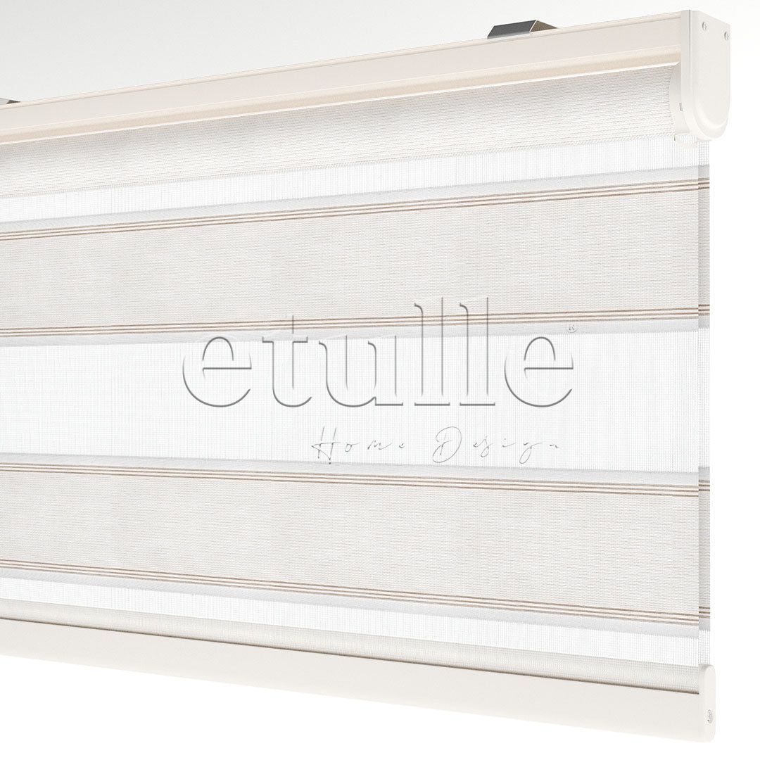 Ecru Pleated Zebra Curtain | Morricone