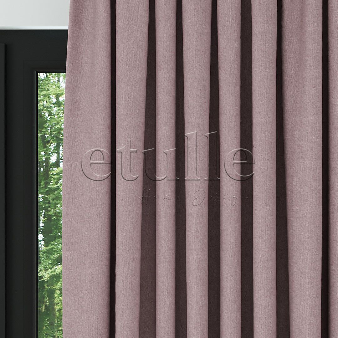 Pembe Mat Fitilli Kadife Fon Perde | Elvey