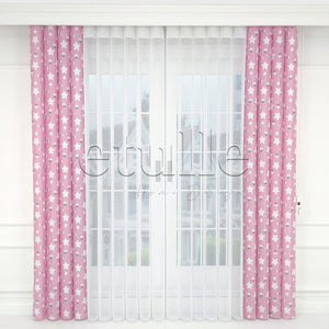 Pink Star - Children's Room Vertical Tulle Curtains