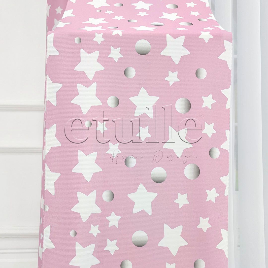 Pink Star - Children's Room Vertical Tulle Curtains