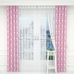 Pink Star - Children's Room Vertical Tulle Curtains