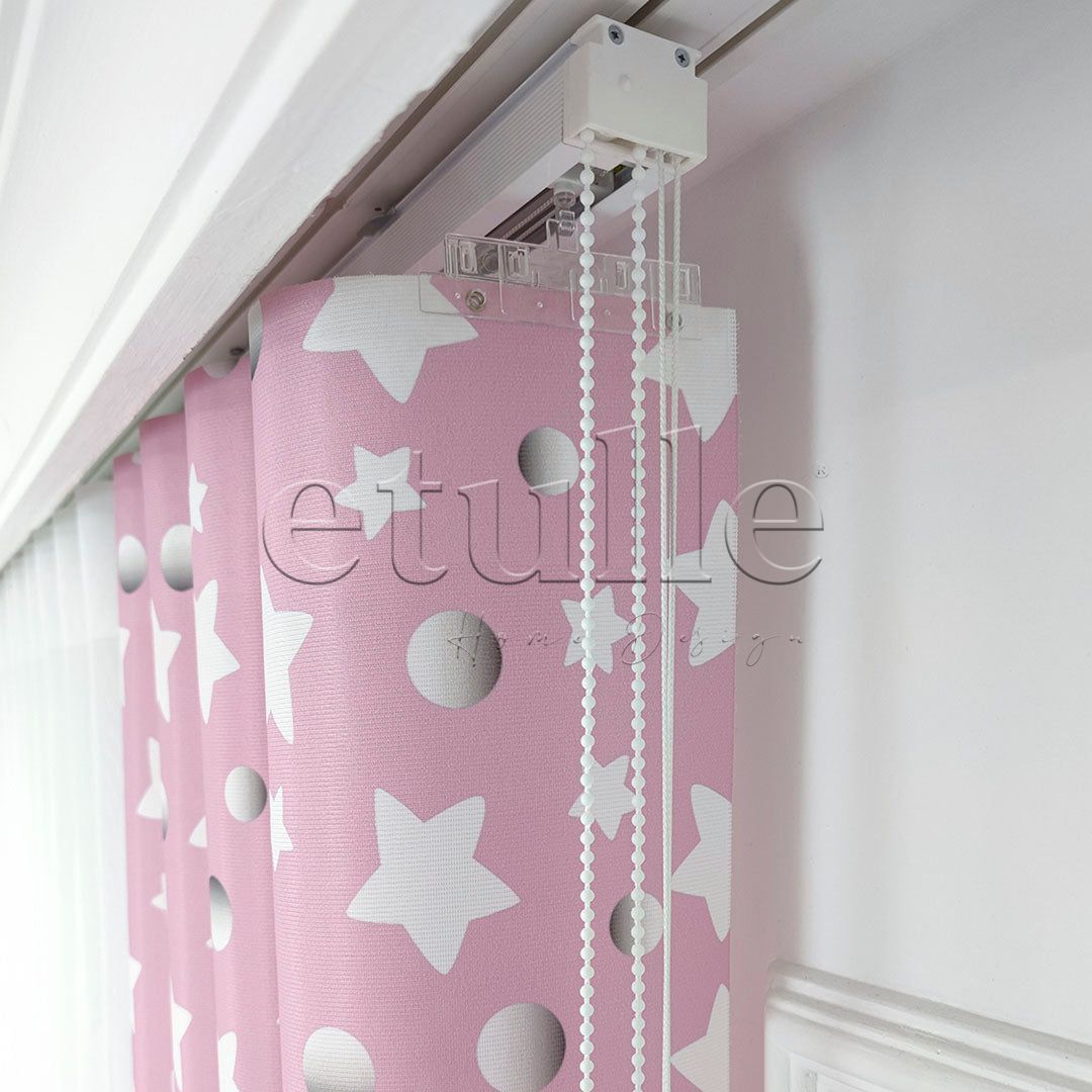 Pink Star - Children's Room Vertical Tulle Curtains
