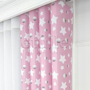Pink Star - Children's Room Vertical Tulle Curtains