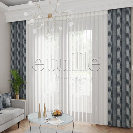 Piru Cudi - Printed Vertical Tulle Curtain