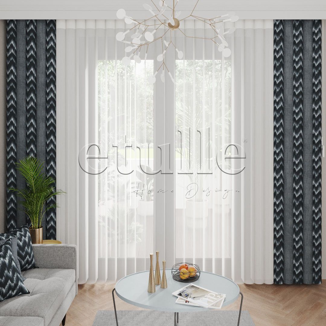 Piru Kafka - Printed Vertical Tulle Curtain