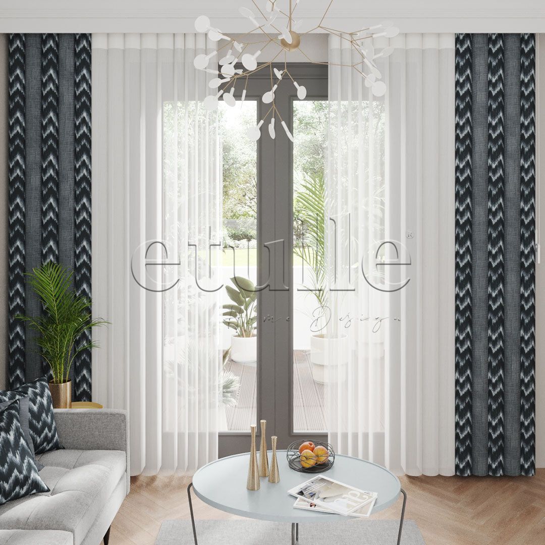 Piru Kafka - Printed Vertical Tulle Curtain