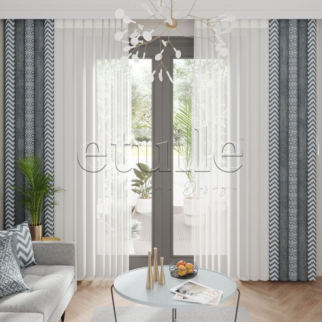 Piru King - Printed Vertical Tulle Curtain